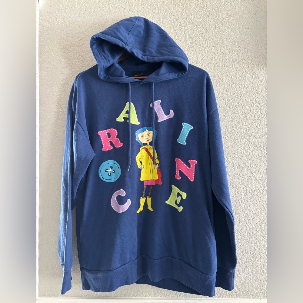 Coraline Box Lunch Blue Hoodie Sweatshirt – Women’s Size Medium